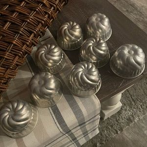 Vtg 60s Aluminum Individual Fluted Baking Cups, Tart Tins, Jello